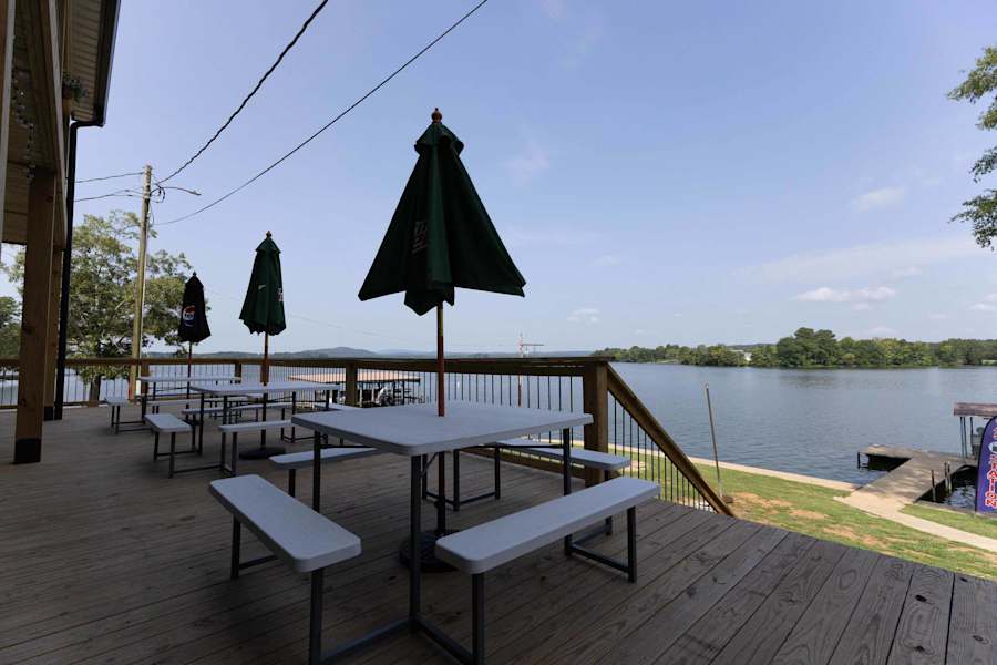 Back porch dining at our on property restaurant