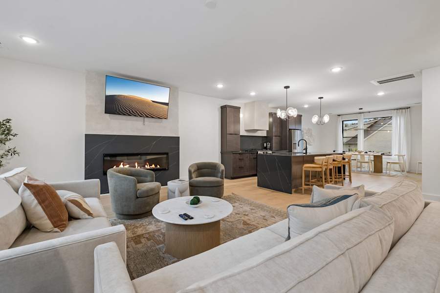 The living room, with a sofa bed and comfortable seating.