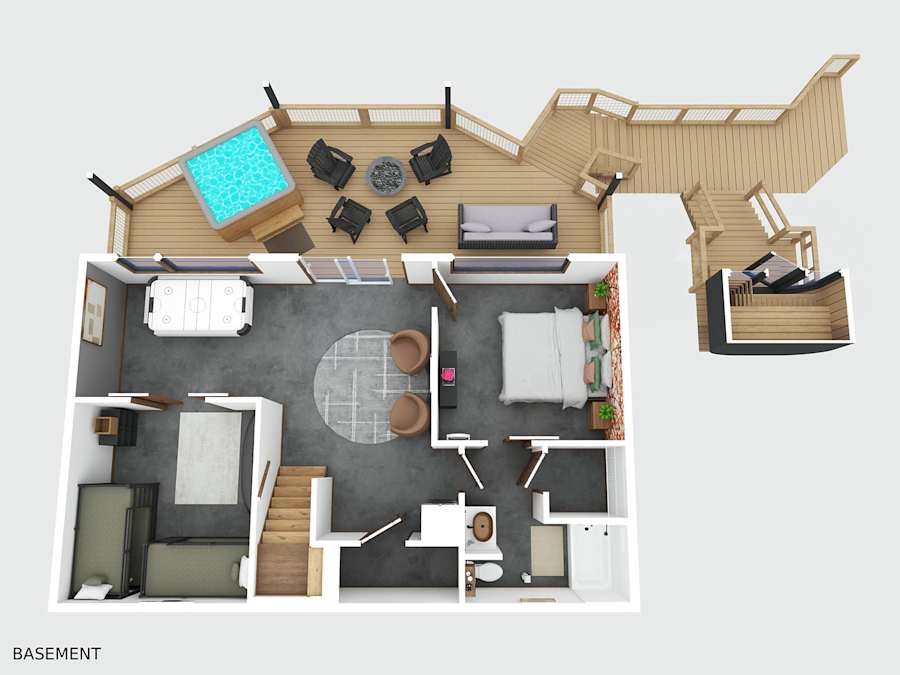 Floor plan providing an overview of the cabin’s interior.