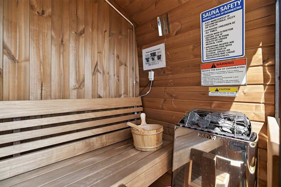 Inside the shared sauna