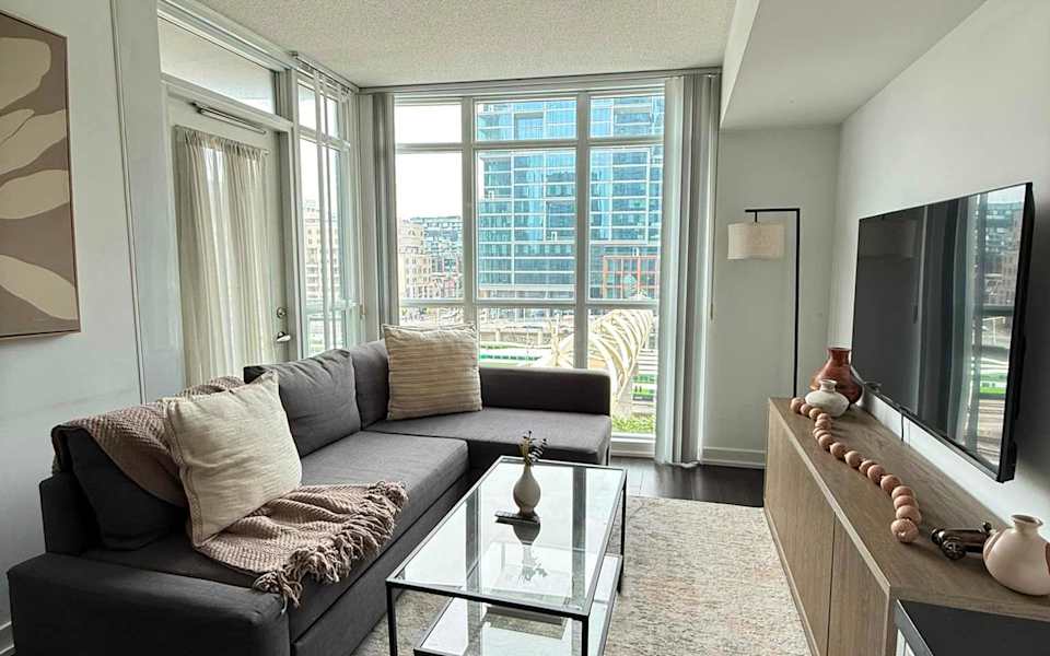 Sleek 1BR+Den City Place Oasis w/ Balcony & TV